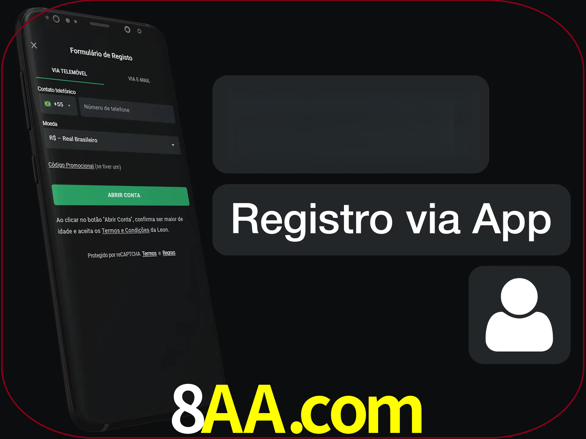 Registre-se com duas etapas usando o aplicativo.