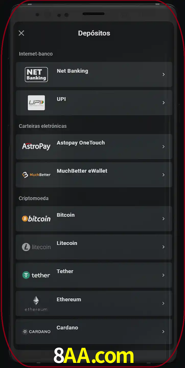 Você pode usar métodos alternativos de depósito.