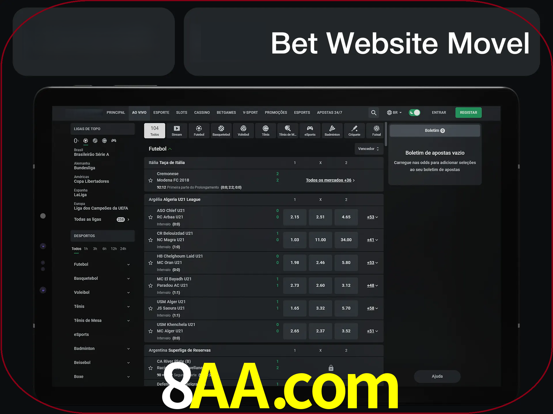 Use nosso website em qualquer dispositivo.